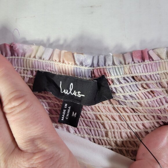 Lulus Fresh Florals Cream Floral Print Puff Sleeve Mini Dress Size M - Picture 2 of 6